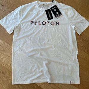 FourLaps x Peloton BRIGHT WHITE Radius Tee T-Shirt men’s size SMALL new w/tags